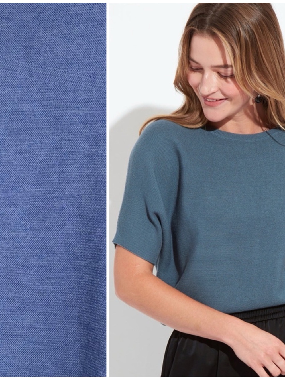Reset R Label 100% Wool Short Sleeve Knit Sweater Denim Blue Women’s S/M